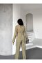 Gold Button Double Belt Two-Piece Blazer Set - 5