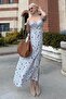Blue Floral Slit Women's Dress Sh108 - 6