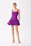 Purple Balloon Skirt Satin Evening Dress