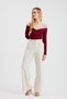 Burgundy Cross Madonna Collar Blouse 12748 - 6
