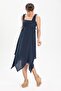 Sleeveless Sheer Fabric Triangle Layered Midi Length Summer Dress Navy Blue Lcvt - 4