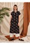Short Sleeve Sile Cloth Printed Midi Length Summer Dress Spreader Pattern Black Syh - 6