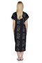 Short Sleeve Chiffon Printed Lily Pattern Midi Length Summer Dress Black Syh - 2