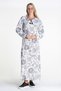 Long Sleeve Sile Cloth Printed Long Summer Dress Sycamore Pattern White Byz