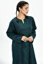 Long Sleeve Shile Cloth Glittery Kaftan Midi Length Summer Dress Petrol Ptrl - 3