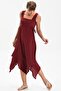 Sleeveless Sile Fabric Triangle Layered Midi Length Summer Dress Burgundy Brd - 5