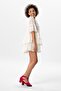 Short Sleeve Voile Şebnem Lace Short Summer Dress Cream Red - 4