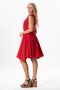 Sleeveless Back Detailed V-Neck Laodikya Mini Summer Muslin Dress Red Krmz - 4