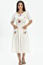 Short Sleeve Şile Bezi Asiye Midi Length Summer Dress Cream Krm