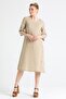 Truvakar Sleeve Izel Midi Length Summer Muslin Dress Mink Vzn - 5