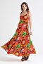 Strappy Viscose Suzan Long Summer Dress Ethnic Orange Etnk Trnc - 4