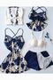Navy Blue Silk Satin Boxed 6-Piece Dowry Set 6831