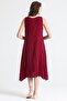 Sleeveless Sile Cloth Antique Embroidered Midi Length Summer Dress Claret Red Brd - 2