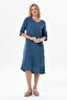 Truvakar Sleeve Izel Midi Length Summer Muslin Dress Indigo indg