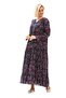 Long Sleeve Voile Gonca Long Summer Dress Bud Pattern Dark Purple 6169 - 7