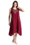 Sleeveless Sile Cloth Antique Embroidered Midi Length Summer Dress Claret Red Brd - 7