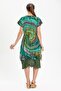 Short Sleeve Voile Defne Midi Length Summer Authentic Dress Green 6074 - 2