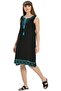 Sleeveless Şile Cloth – Turquoise Short Summer Dress - Black Syh - 6