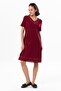 Short Sleeve Şile Cloth Double Breasted Collar Embroidered Tulin Midi Length Summer Authentic Dress Burgundy Brd - 6