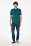 Men's Regular Fit Polo Neck Dark Green Basic T-Shirt 50306007-Vr079 - 5