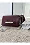 Women's Burgundy Color Crocodile Patterned Stylish Design Hand and Shoulder Bag - 5