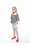 Cotton Oversize Embroidery Detailed Short Sleeve Striped Shirt Collar Crop T-Shirt - 2