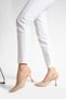 Beige Patent Leather Slingback Thin Heeled Shoes Women's Pointed Toe Stylish Daily Office Evening Dress Model - 6