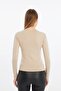 Women's Cream Round Neck Long Sleeve Blouse - 6