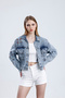 Pocket Denim Jacket with Embroidered Stone Accessories