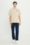Men's Beige 100% Cotton Oversize Fit Relaxed Cut Crew Neck Printed T-Shirt - 2