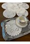 Hole Work Cut Cocktail Napkin 2 Pieces - Coaster, Machine Embroidered, Stain Resistant Linen