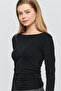 Black with Sides Ruched Bluz 3027 - 4