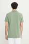 Men's Aqua Green Cotton Slim Fit Slim Fit Polo Neck Jacquard Stretch T-Shirt - 5