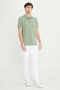Men's Aqua Green Cotton Slim Fit Slim Fit Polo Neck Jacquard Stretch T-Shirt - 2