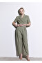 Khaki Cropped Jacket and Trousers Set