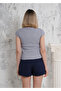 Women's Short T-shirt with Bat Sleeves in Camisole Fabric - 6
