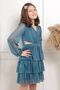 Ruffled Glitter Tulle Children's Evening Dress Indigo Mdv308 - 3