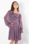 Balloon Sleeve Chiffon Evening Dress Lilac MDV934