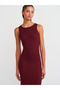 91381 Slit Detailed Midi Dress-Burgundy - 3