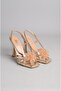 Select 886 striped heel evening shoes gold