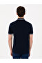 Navy Blue Slim Fit 100% Cotton Zippered Polo Collar T-Shirt 50302607-Vr033 - 5
