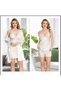 Women's Ecru Satin Nightgown Dressing Gown Pajama Set Shorts Set 6-Piece Set J.Er.3.R.O.Z6.0.E.L.T.