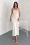 Women's Cream Standard Size Rope Strap Backless Slit Knitwear Dress - 7