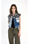 Camouflage Denim Detail Crop Women's Vest - 3