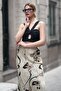 Summer Floral Pattern Elastic Waist Viscose Satin Fabric Midi Length Skirt - Beige Floor Floral Pattern - 2