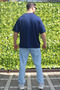 Men's Navy Blue Oversize Modal 100% Cotton Fabric Relaxed Cut Crew Neck T-Shirt - 3