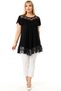 Round Neckline, Tulle Lace on the Chest and Skirt, Asymmetrical Cut, Ruffled Chest, Comfortable Draping, Flexible Tunic - 6