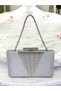 Gray Color Satin Silver Color Crystal Stone Handle Women's Evening Dress Bag - 2