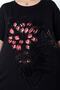 Round Neck Floral Patterned Stone Embroidered Skirt with Lace Slits Asymmetrical Flowy Short Sleeve Tunic - 7