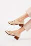 Sitisso heeled bow women's genuine leather shoes beige skin - 3